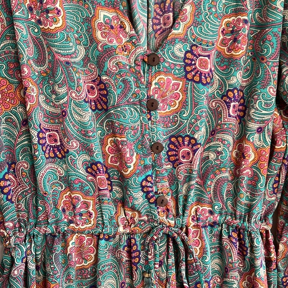 Boemo paisley print long sleeve maxi dress boho size large - Picture 6 of 13